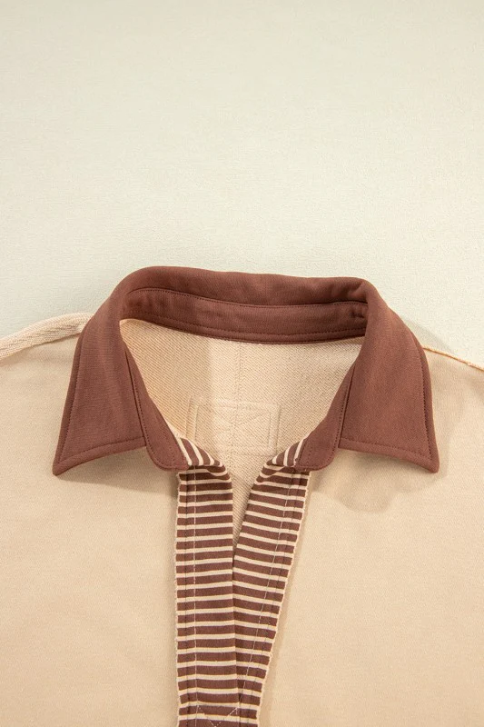 Black Striped Patchwork Collar Sweatshirt - Image 16