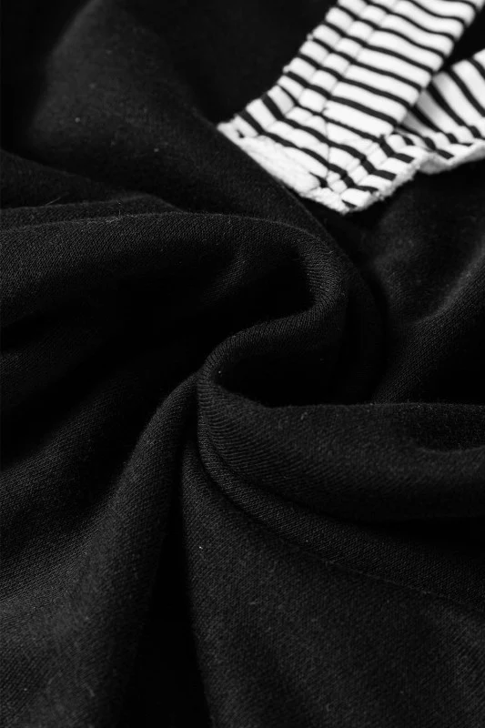 Black Striped Patchwork Collar Sweatshirt - Image 7