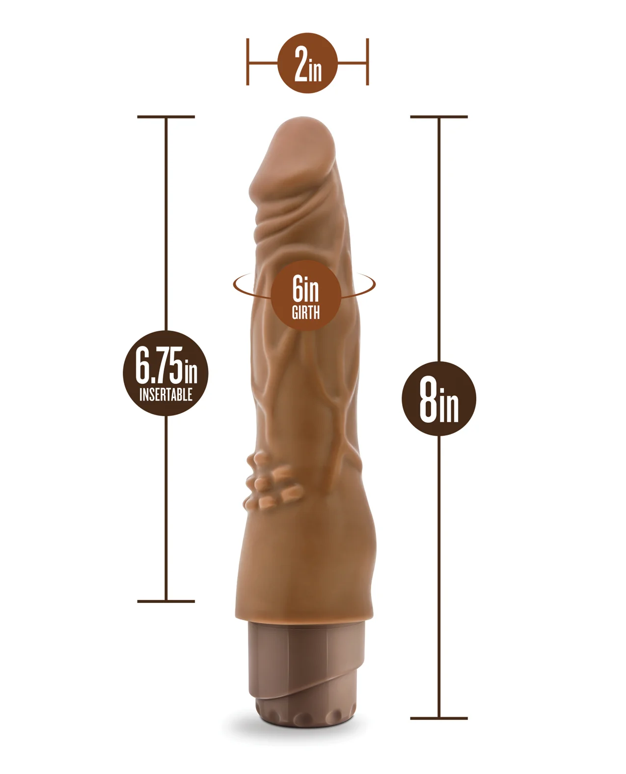 Blush Dr. Skin Cock Vibe 8" Vibrating Cock - Mocha - Image 5