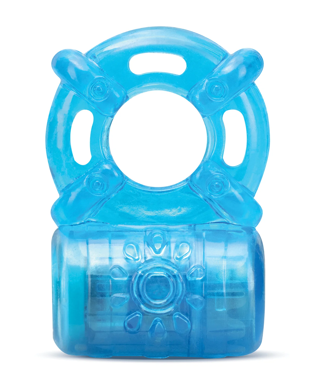 Blush Stay Hard Rechargeable 5 Function Cock Ring - Blue - Image 2