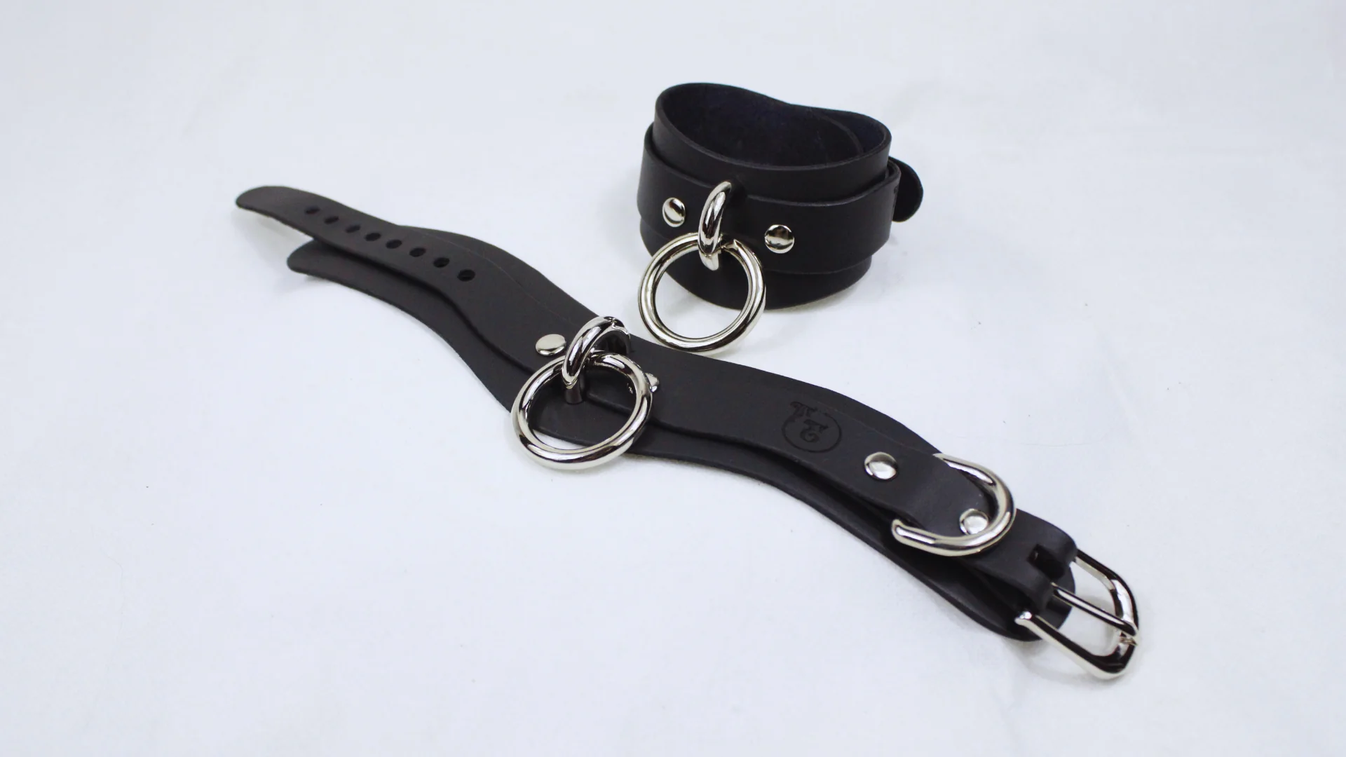 Bondage Cuffs Black Leather Submissive Restraints - Image 3