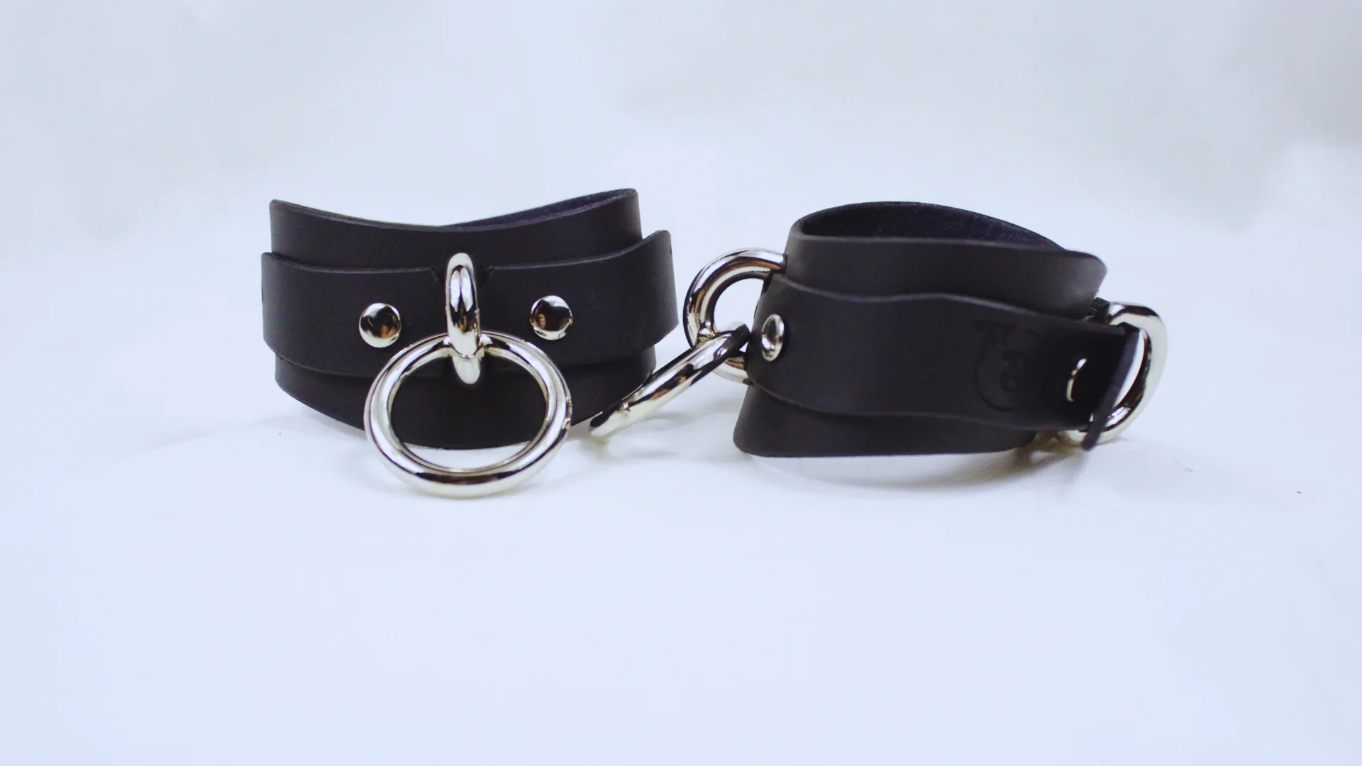 Bondage Cuffs Black Leather Submissive Restraints - Image 4