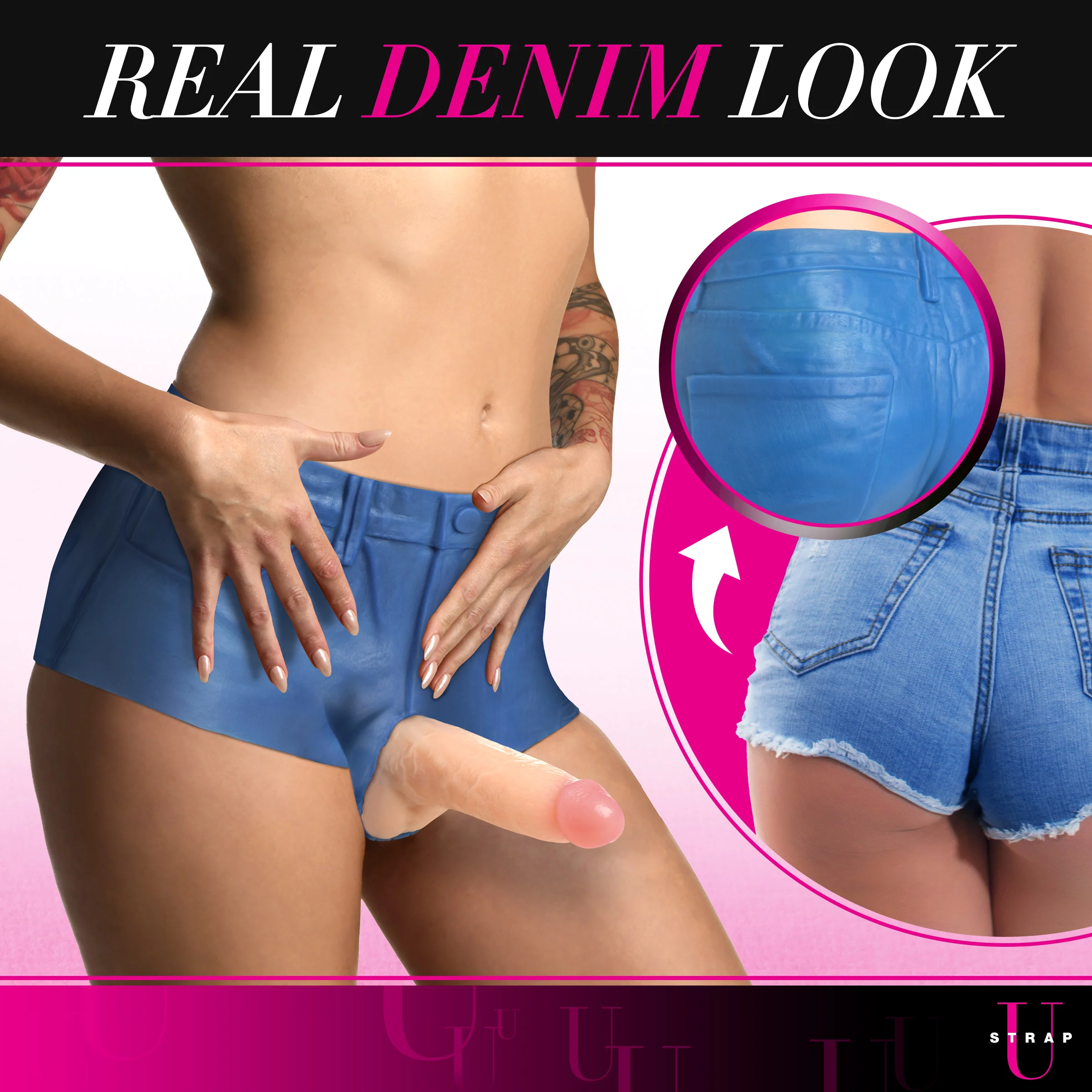 Booty Shorts 6 Inch Dildo Silicone Strap On Harness - Medium - Image 3