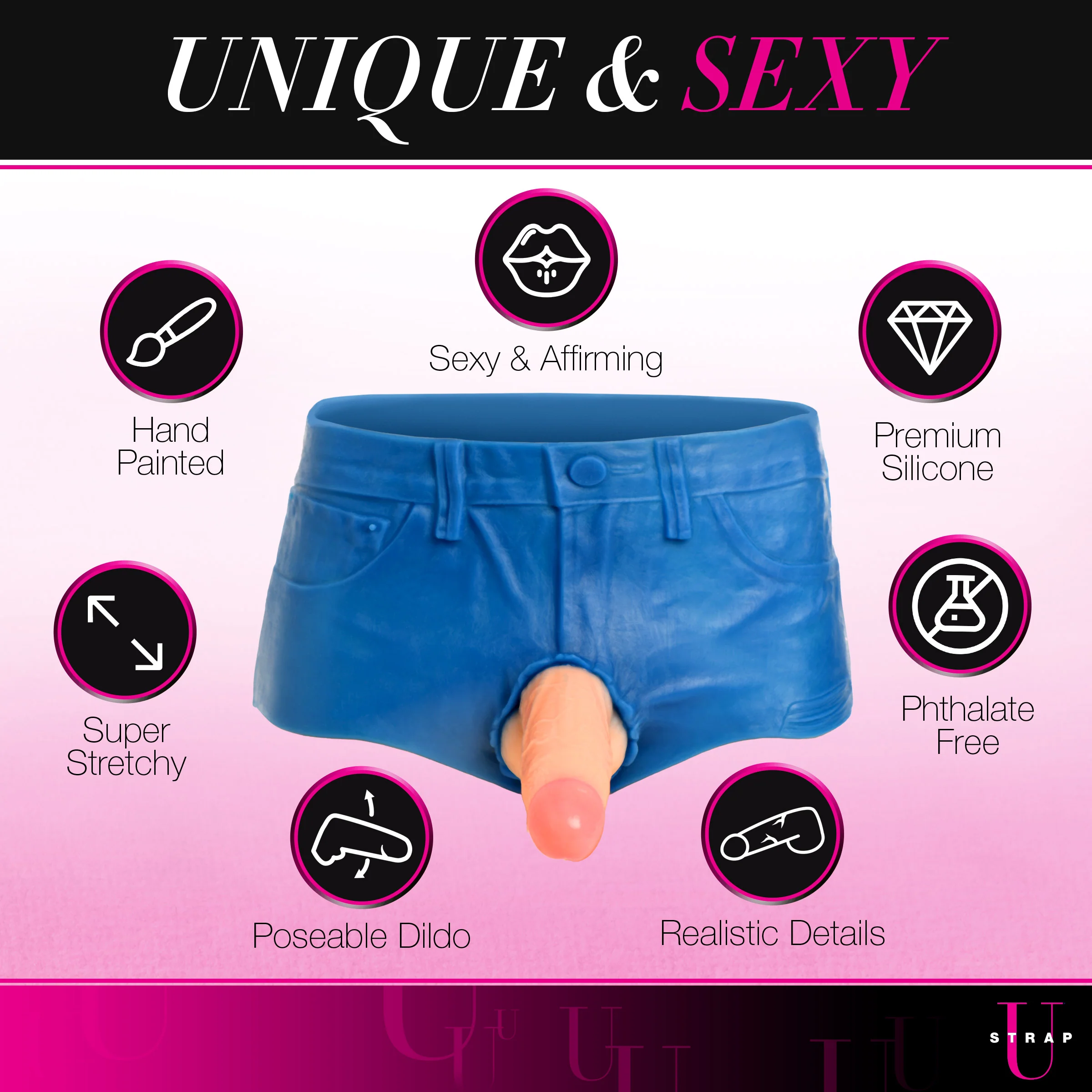 Booty Shorts 6 Inch Dildo Silicone Strap On Harness - Medium - Image 5