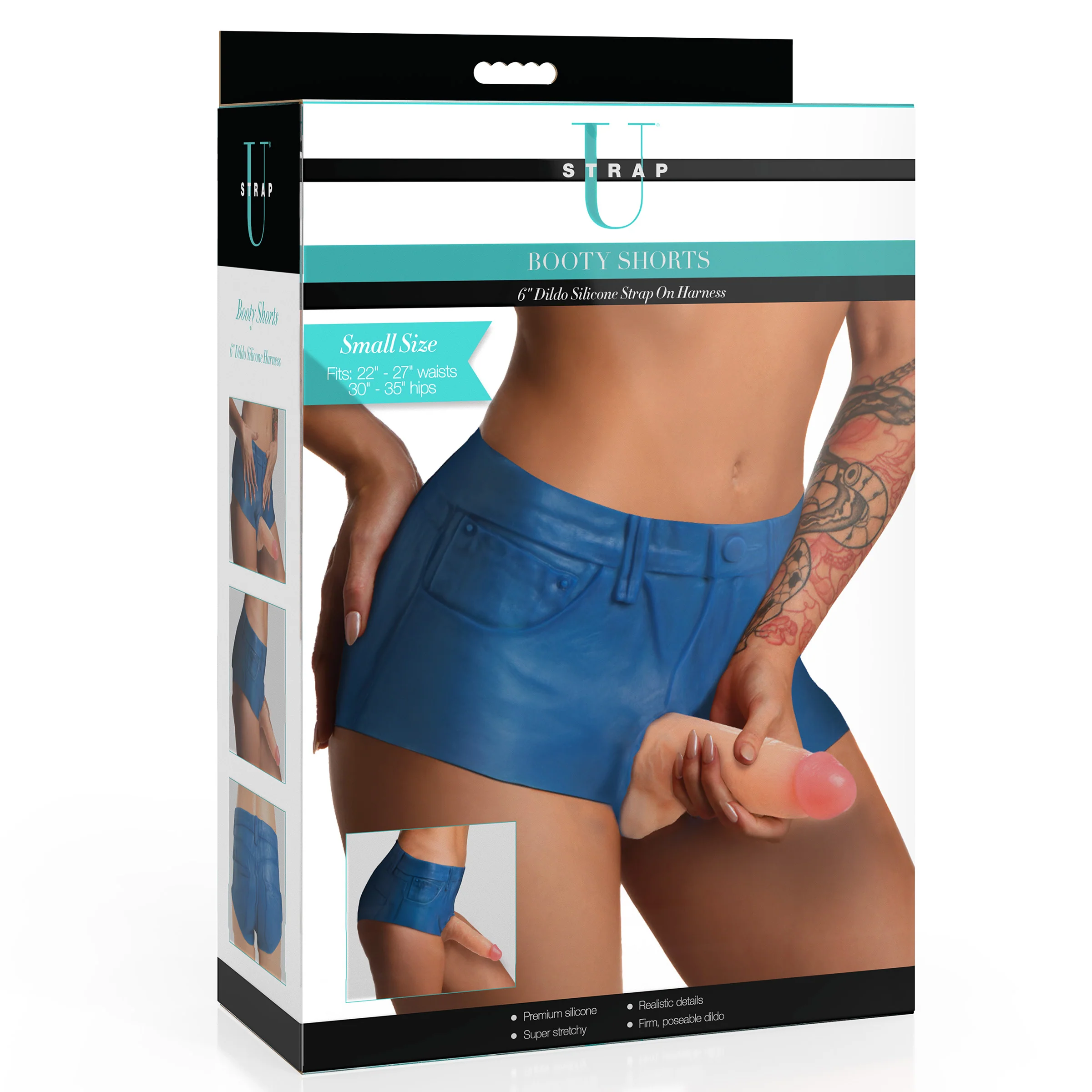 Booty Shorts 6 Inch Dildo Silicone Strap On Harness - Small - Image 8