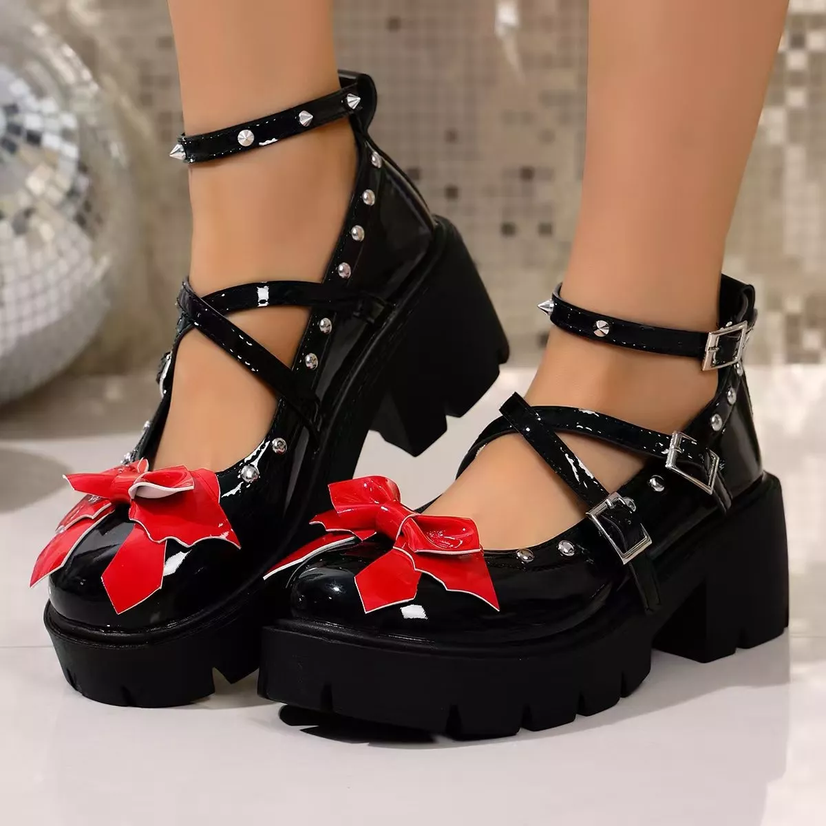 Bow Decor Mary Jane Loafers - Image 2