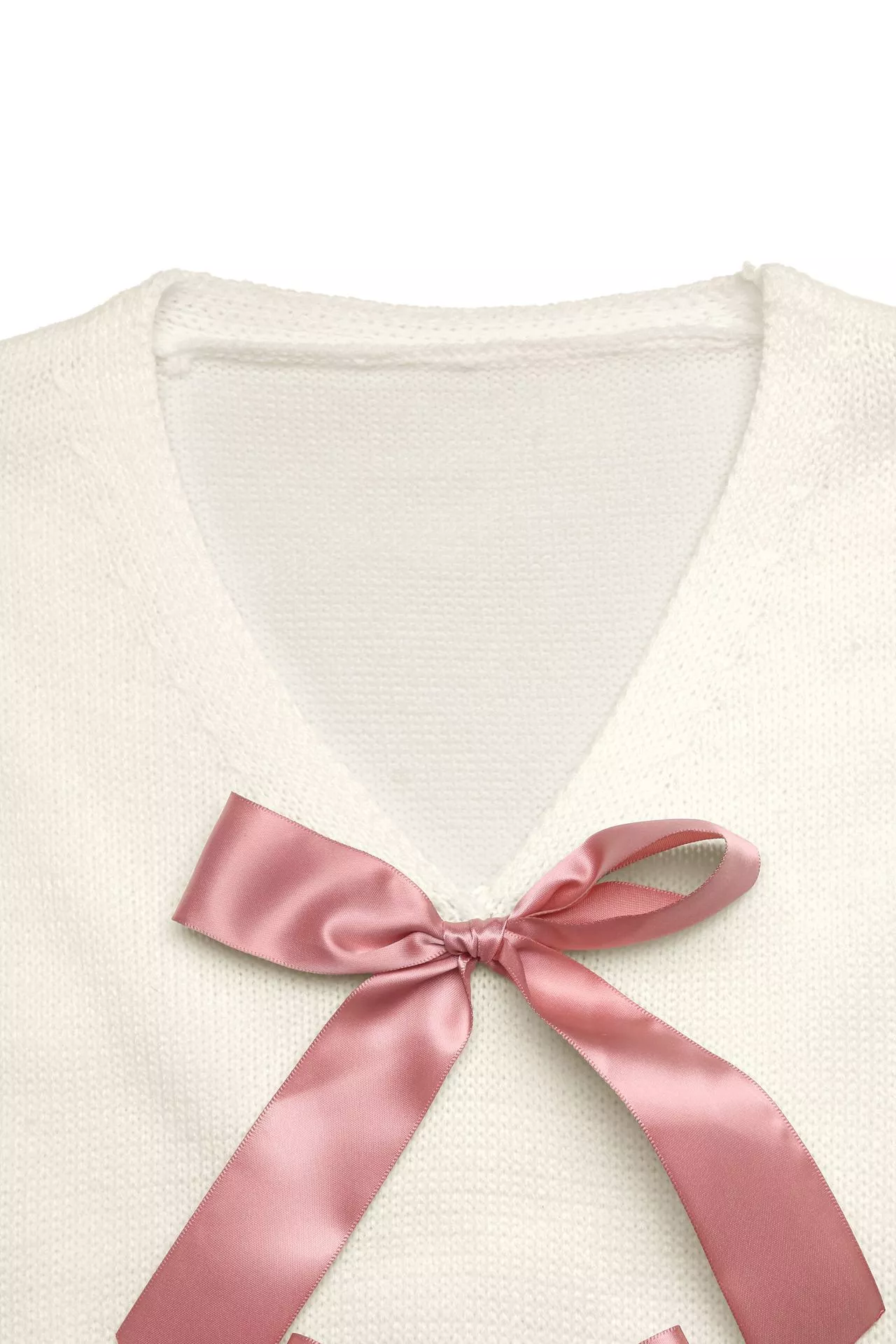 Bow-Knot Embellished V-Neck Cardigan - Image 6
