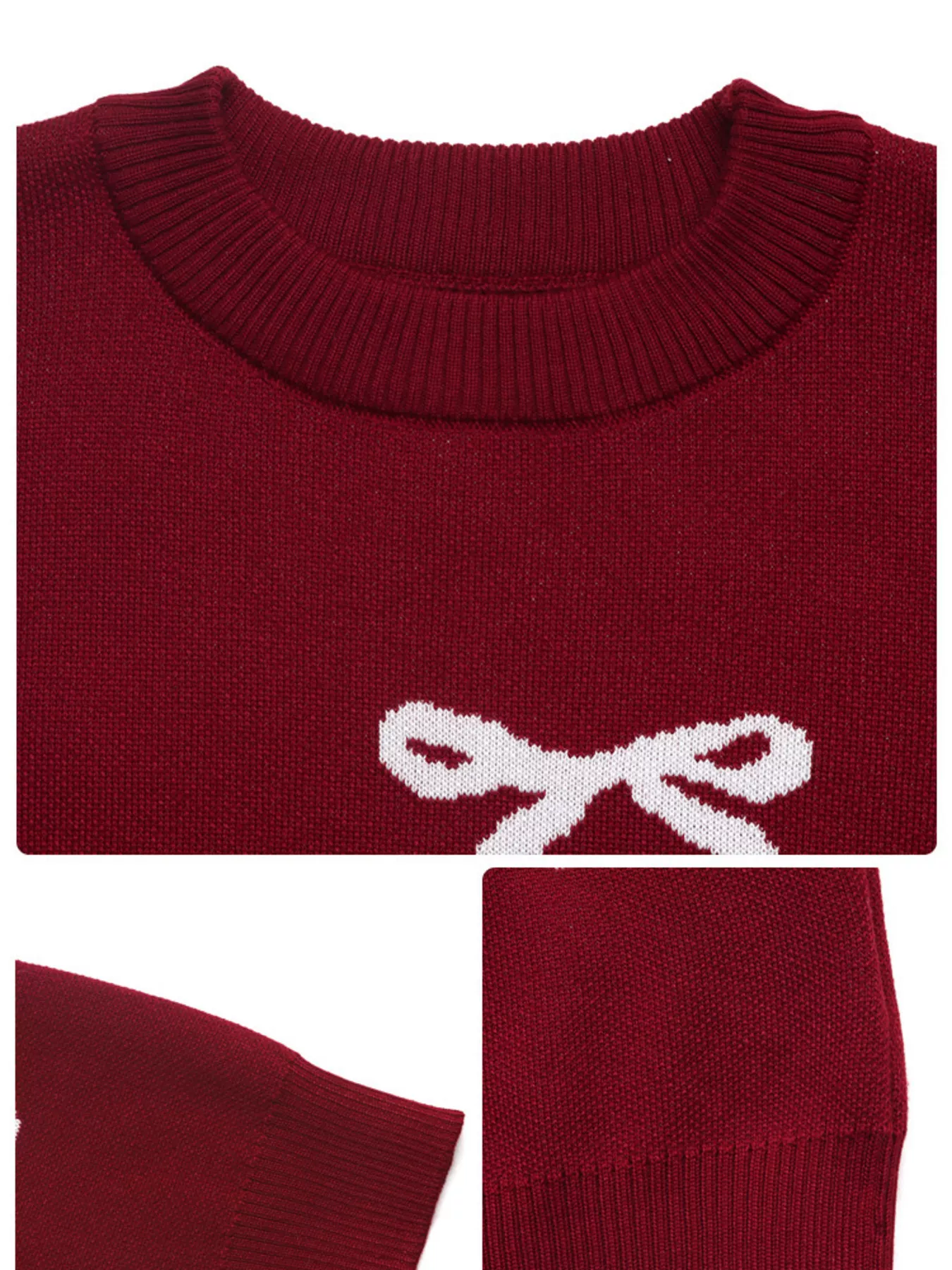 Bow Round Neck Long Sleeve Sweater - Image 7