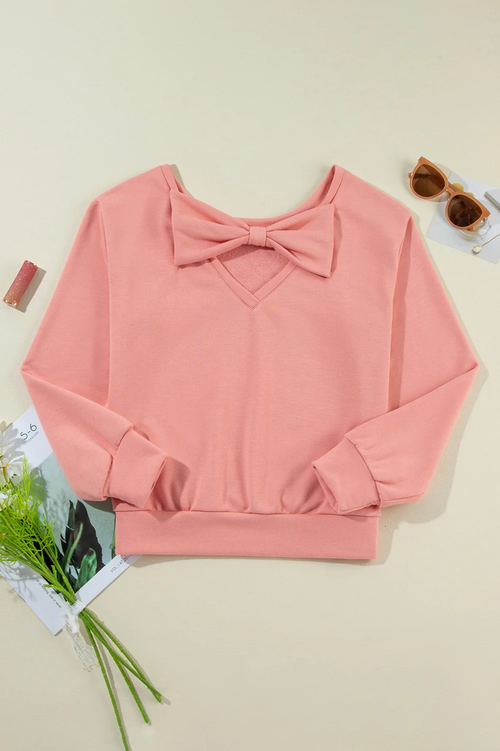 Bow Round Neck Long Sleeve Sweatshirt - Image 6