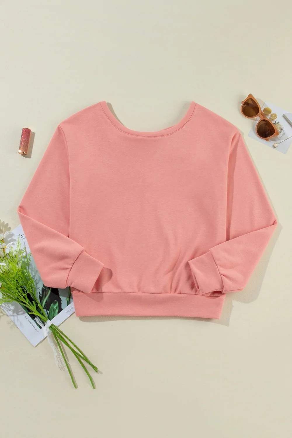 Bow Round Neck Long Sleeve Sweatshirt - Image 5