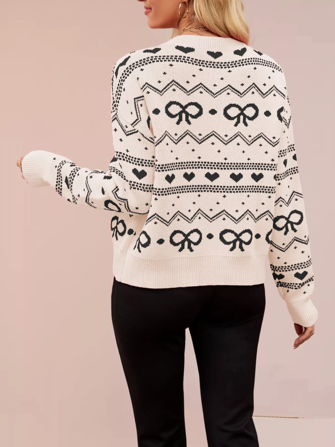 Bowknot Pattern Knit Cardigan - Image 12