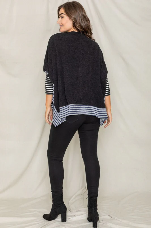 Brushed Soft Cape Style Poncho Tunic - Image 7