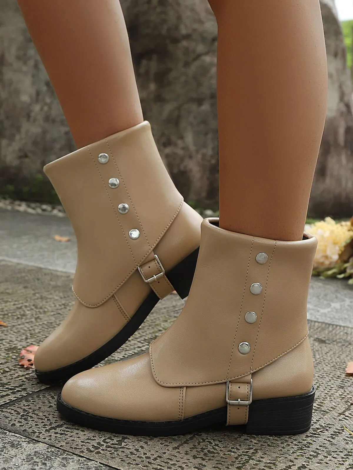 Buckle Block Heels Boots - Image 10