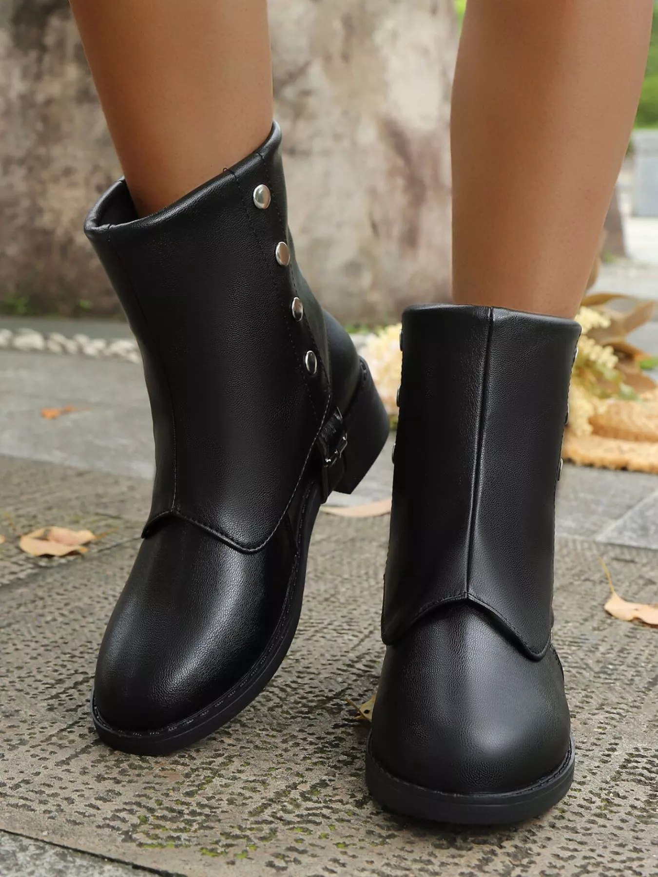 Buckle Block Heels Boots - Image 2