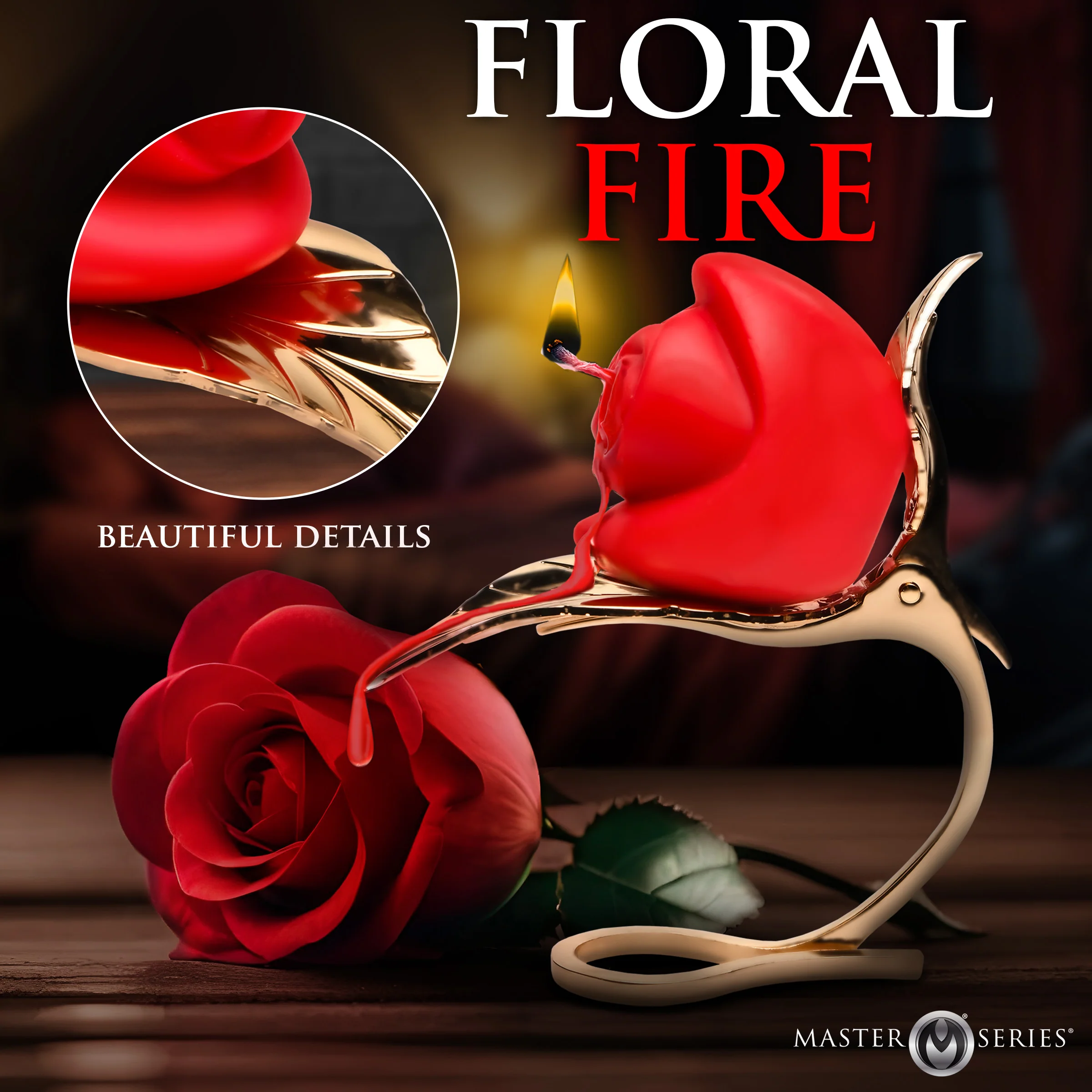 Burning Passion Rose Candle With Holder - Image 5