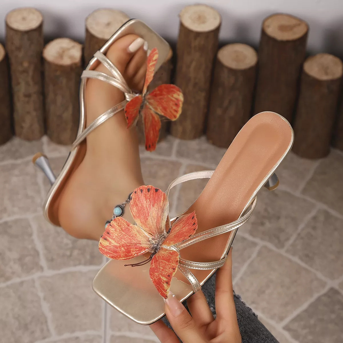 Butterfly Flare Heels Sandals - Image 2