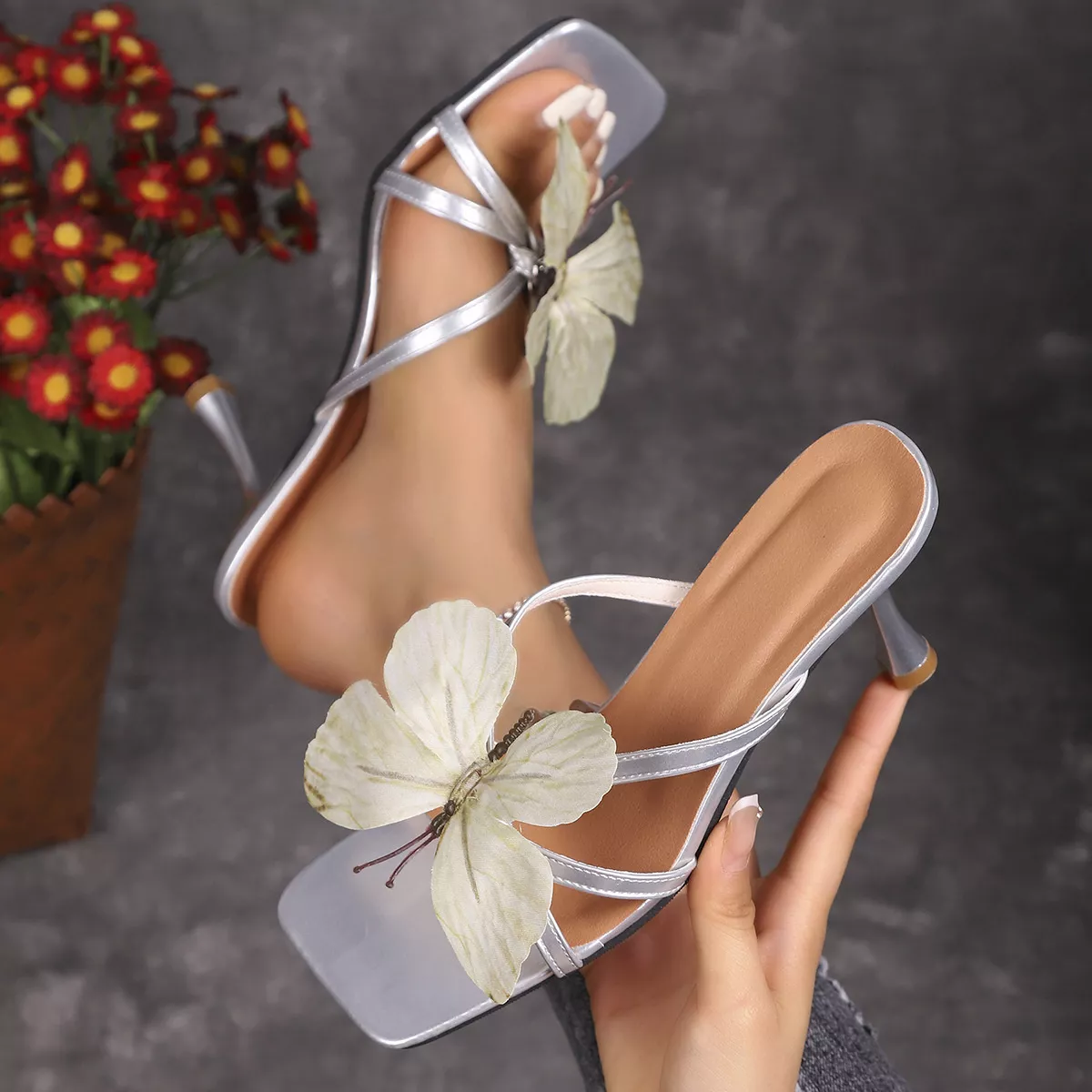 Butterfly Flare Heels Sandals - Image 5