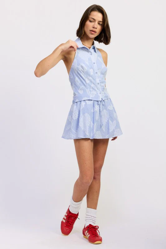 BUTTON DOWN COLLARED HALTER TOP - Image 5