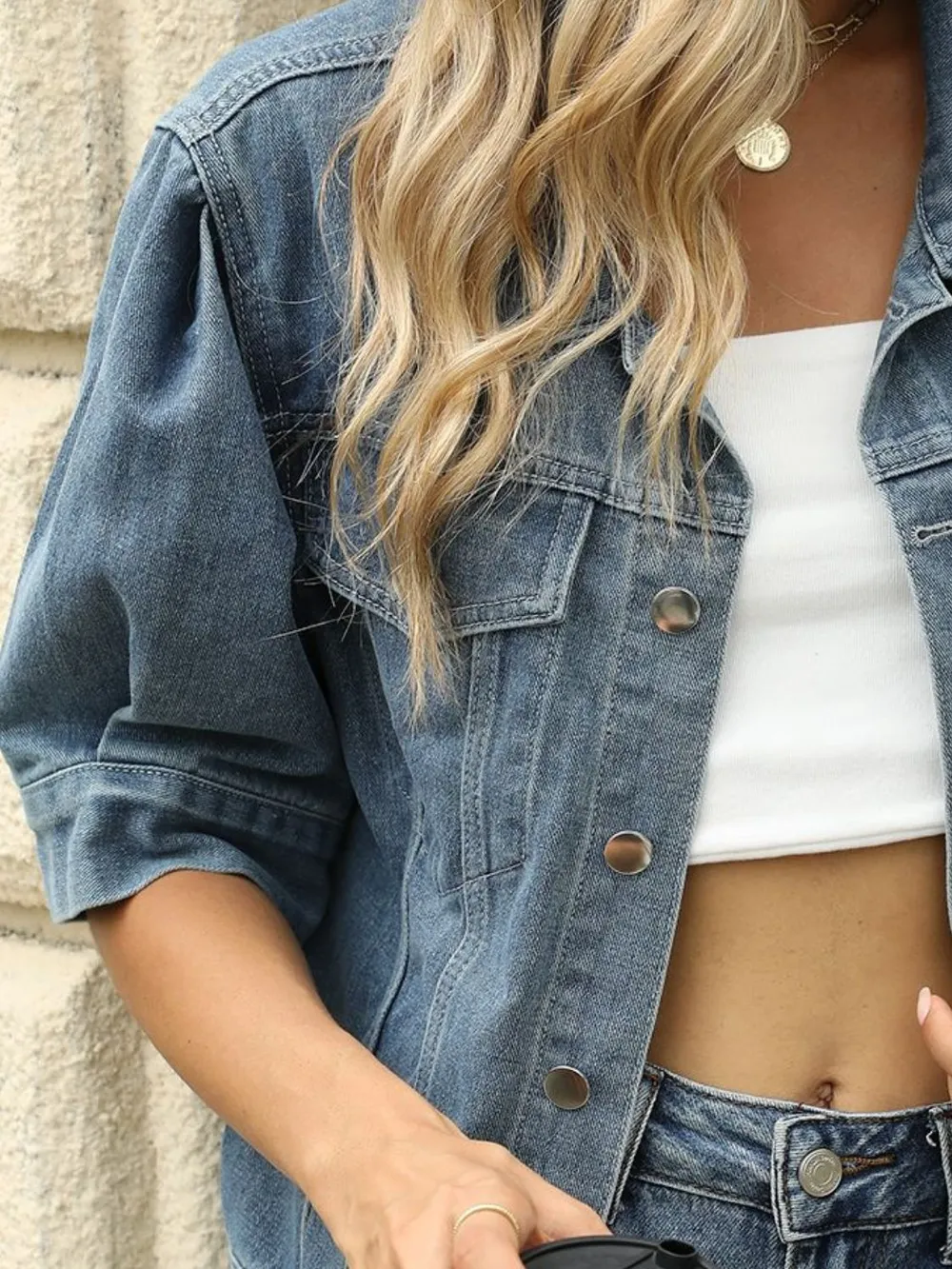 Button Down Washed Denim Jacket - Image 10