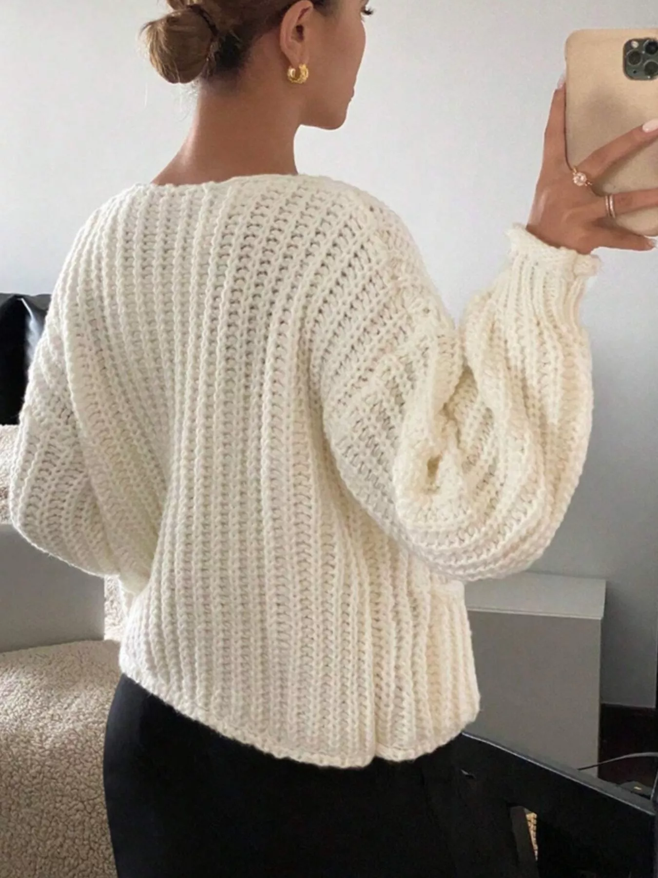 Button Up Dropped Shoulder Cardigan - Image 4