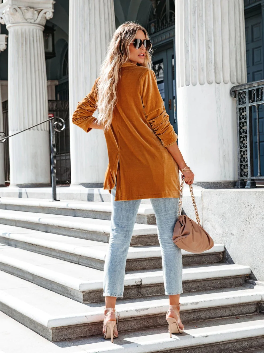 Button Up Long Sleeve Blazer with Pocket - Image 2