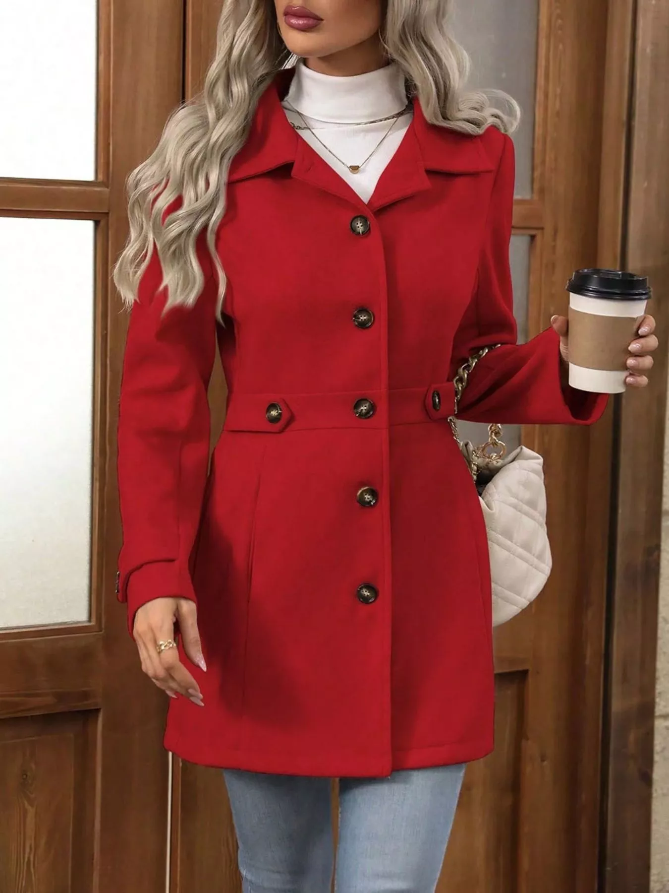 Button Up Long Sleeve Coat - Image 18