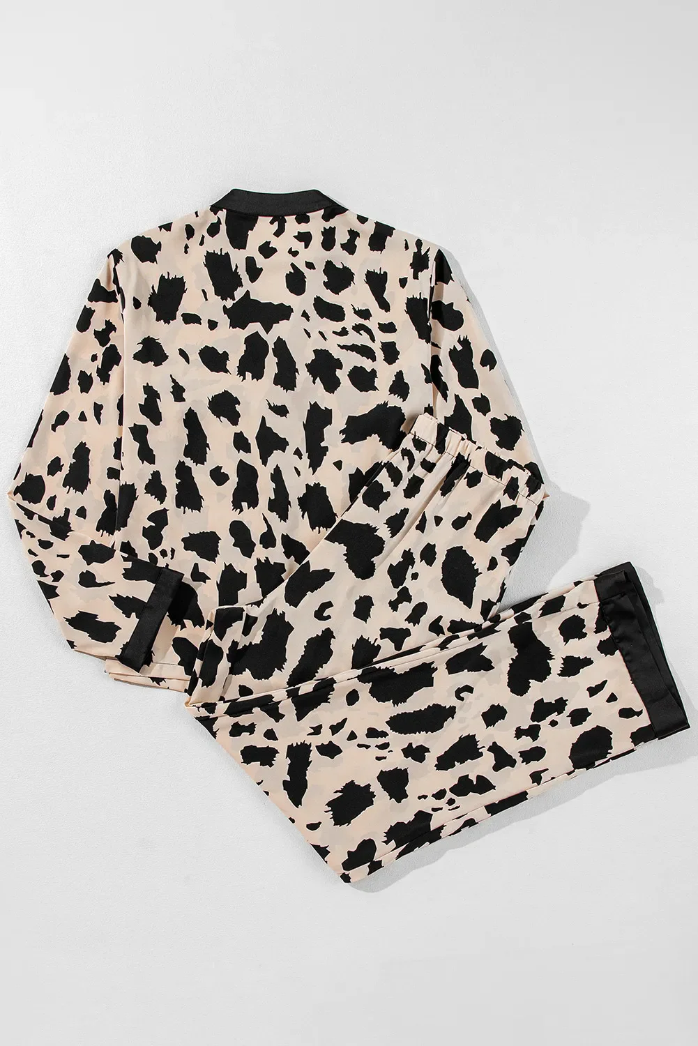 Button Up Long Sleeve Top and Pants Lounge Set - Image 3