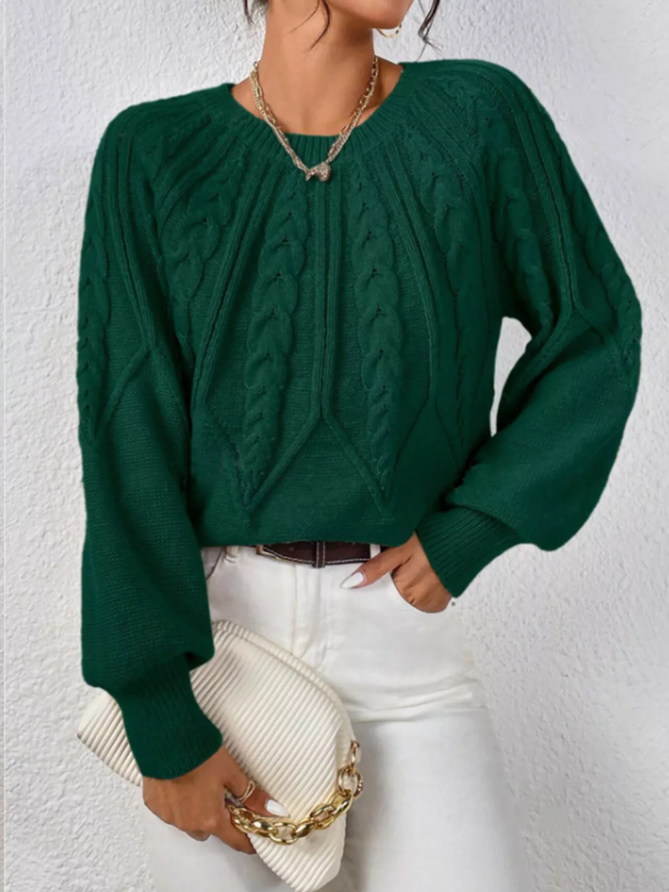 Cable Knit Long Sleeve Sweater - Image 10