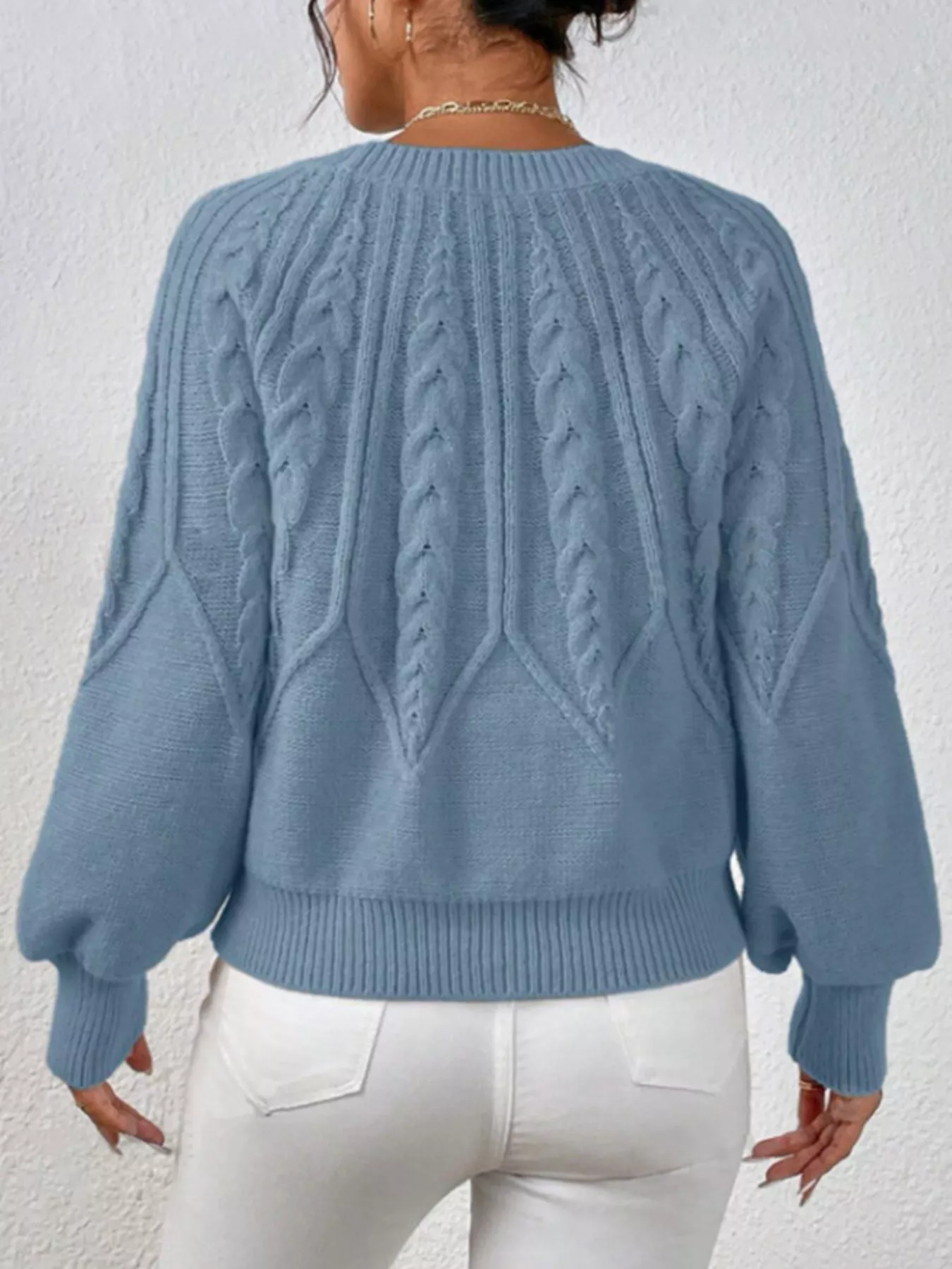 Cable Knit Long Sleeve Sweater - Image 15