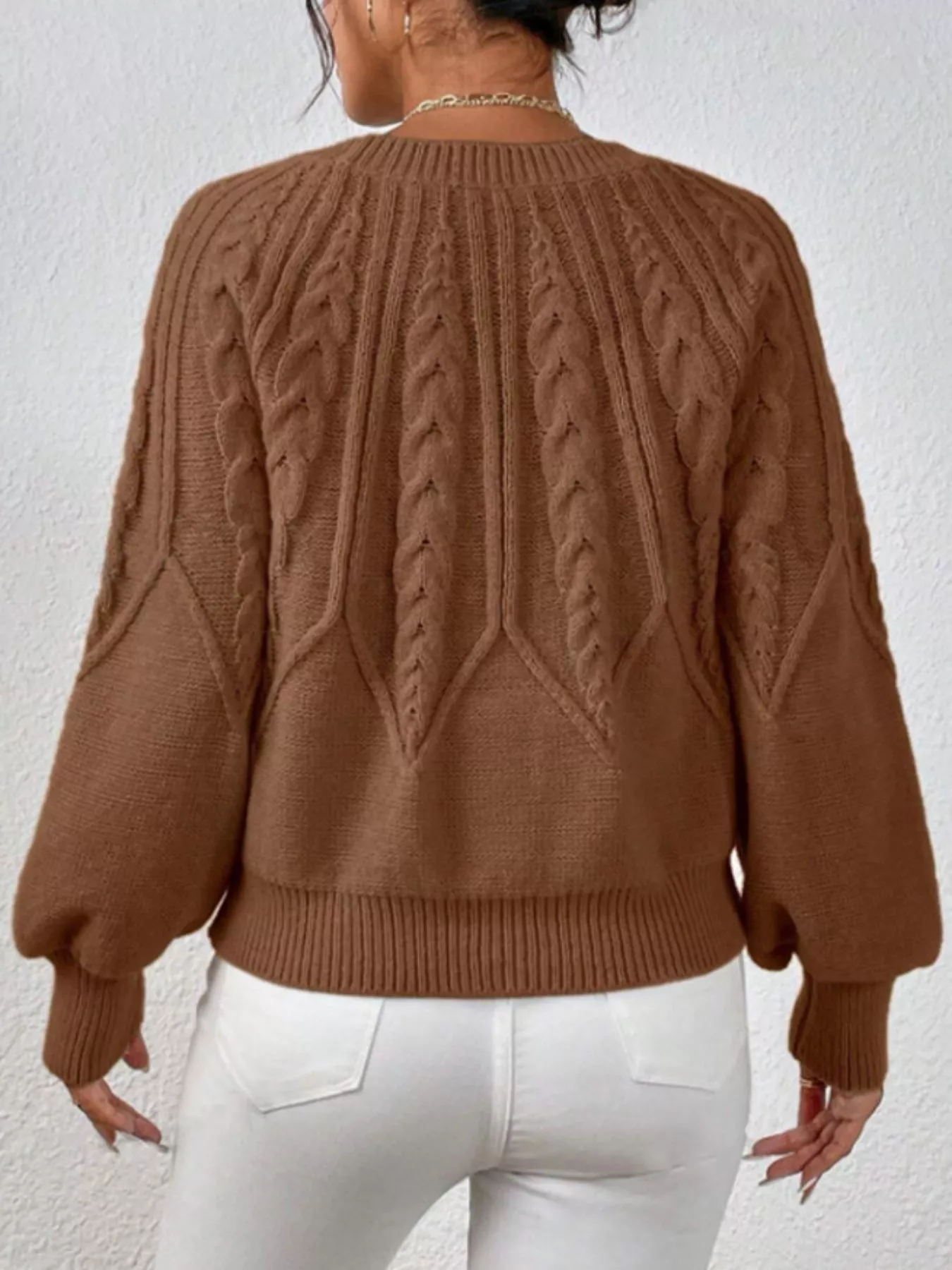 Cable Knit Long Sleeve Sweater - Image 21