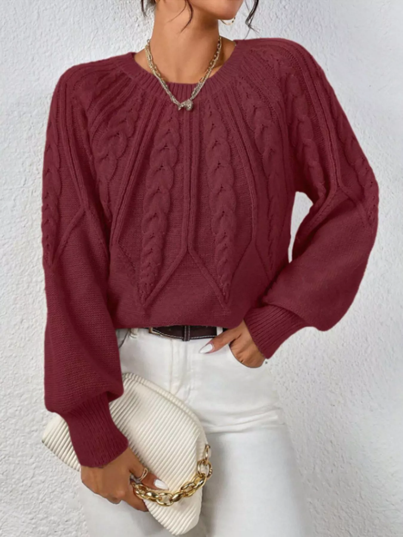 Cable Knit Long Sleeve Sweater - Image 22