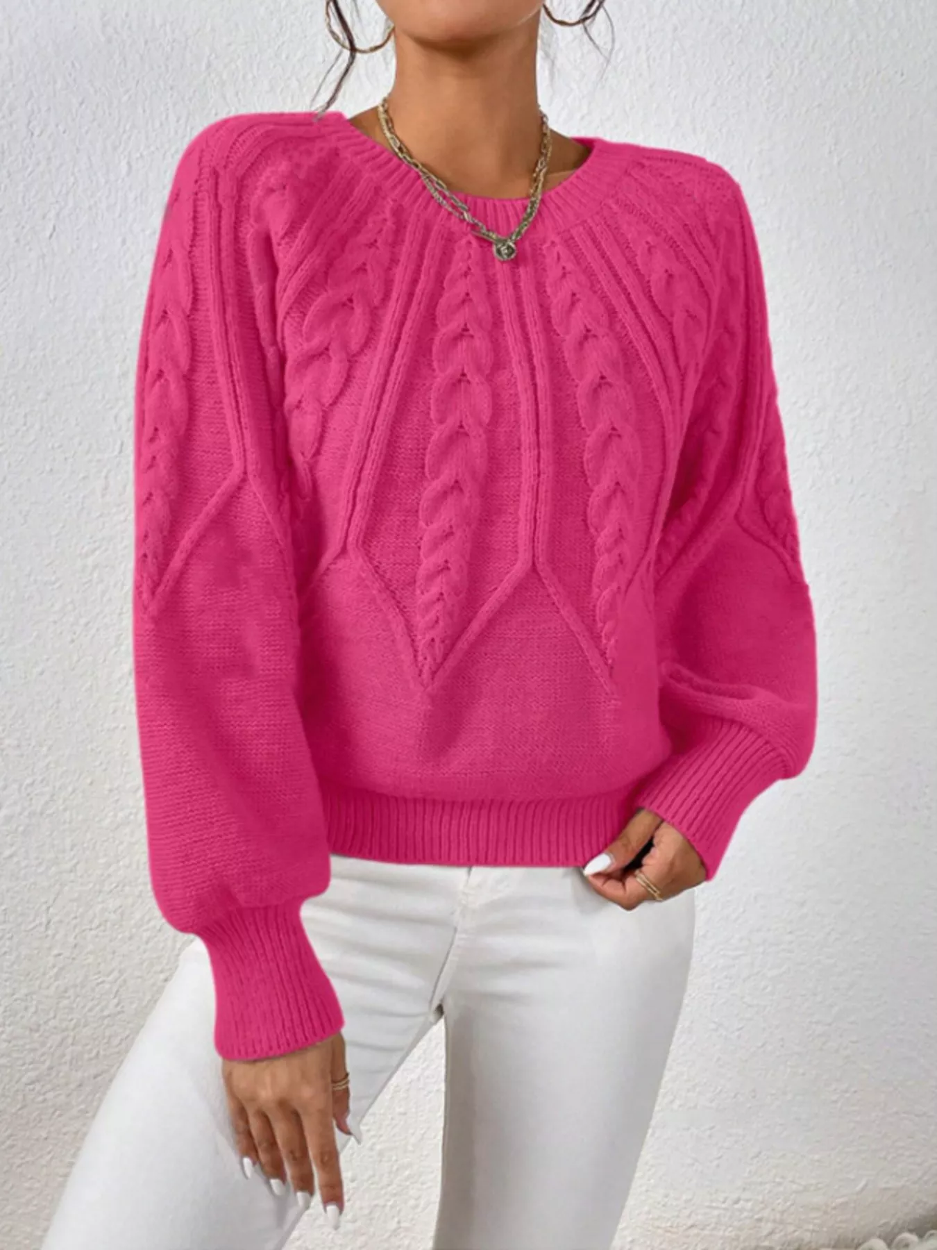 Cable Knit Long Sleeve Sweater - Image 31
