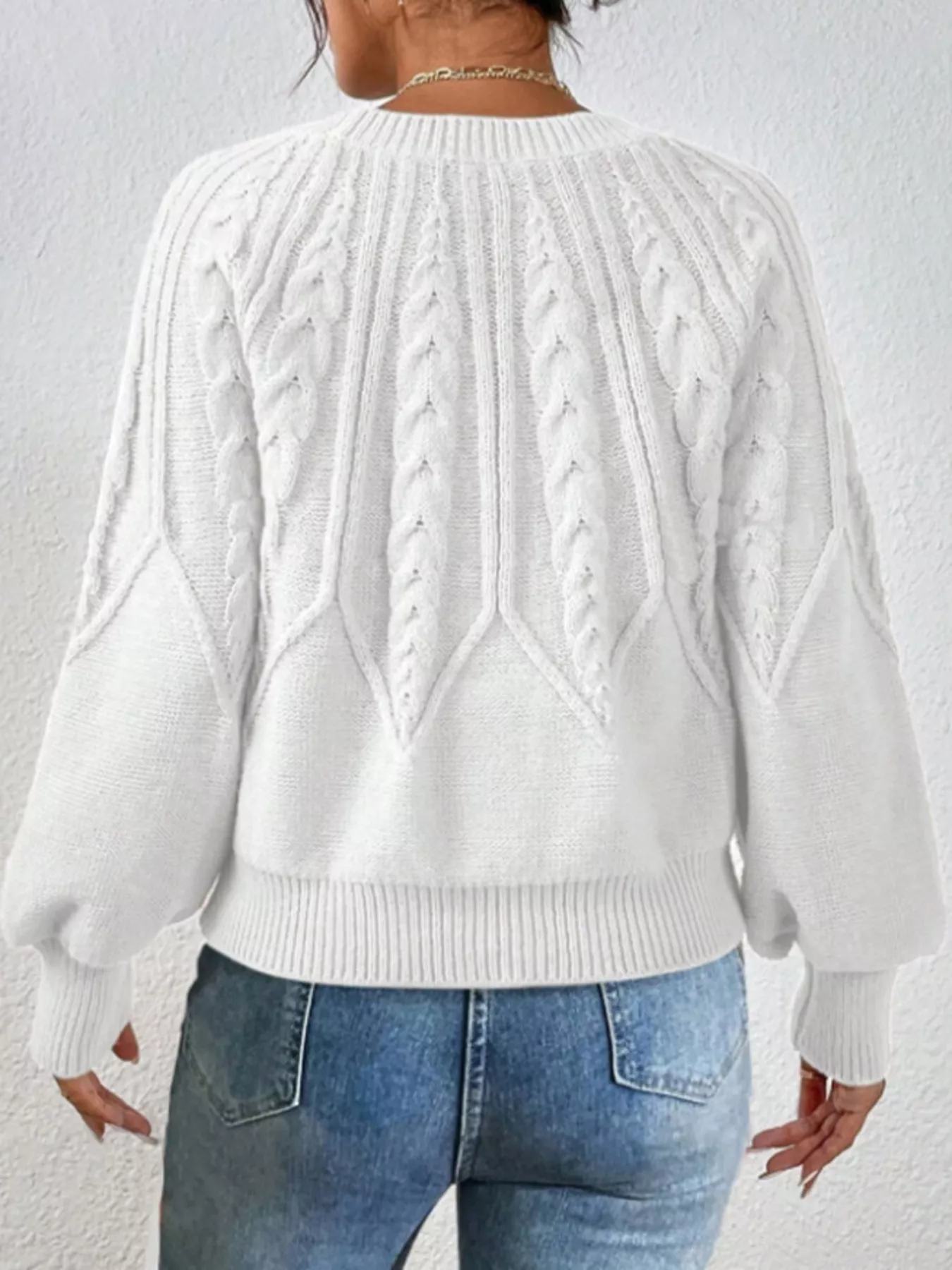 Cable Knit Long Sleeve Sweater - Image 6