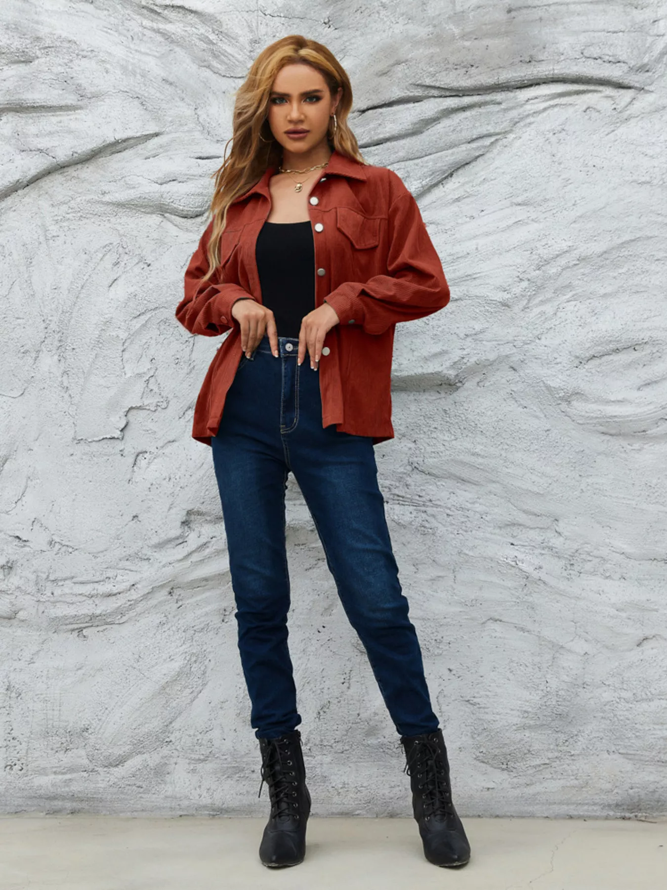 Casual Corduroy Button-Down Jacket - Image 4