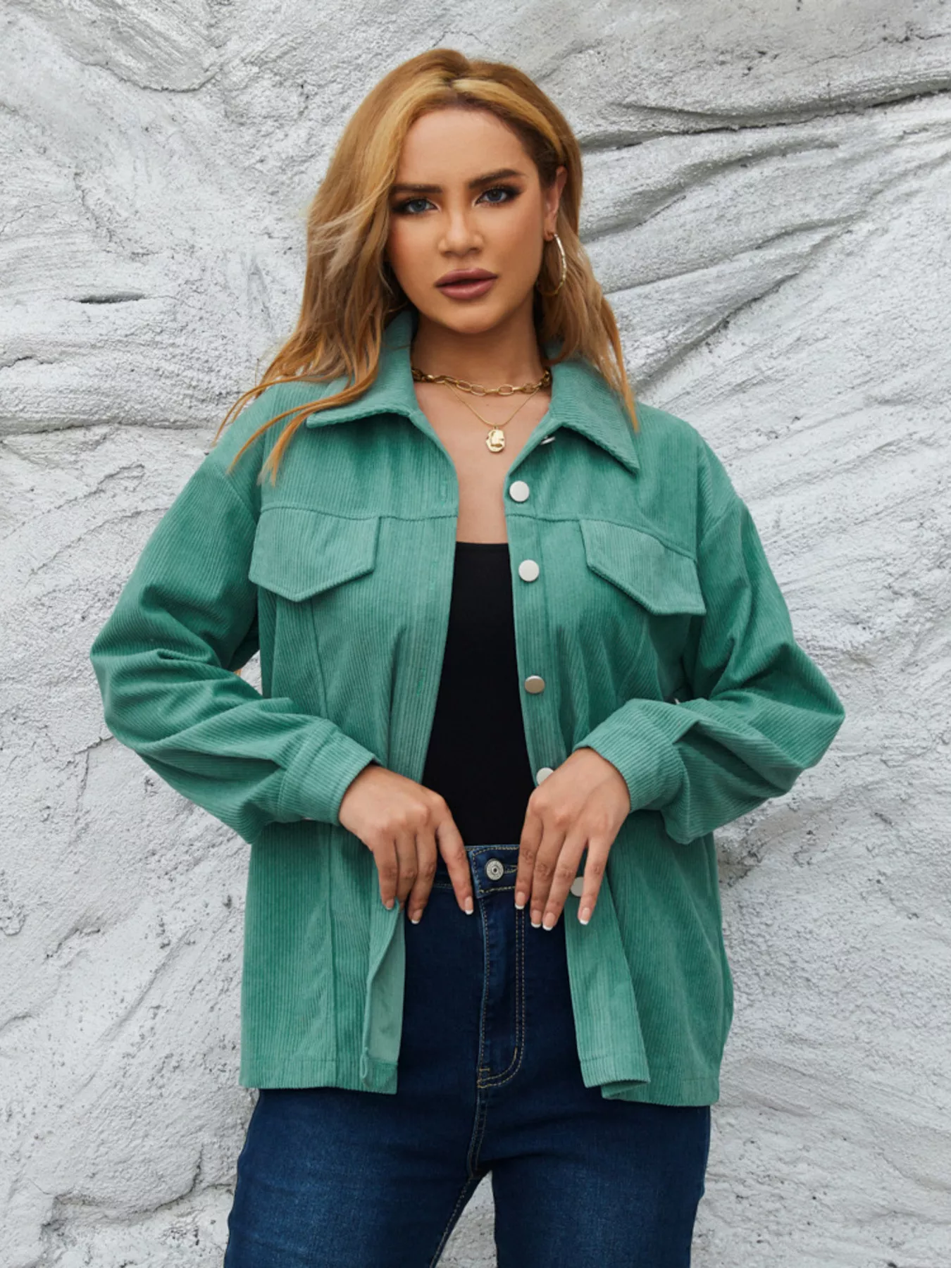 Casual Corduroy Button-Down Jacket - Image 6