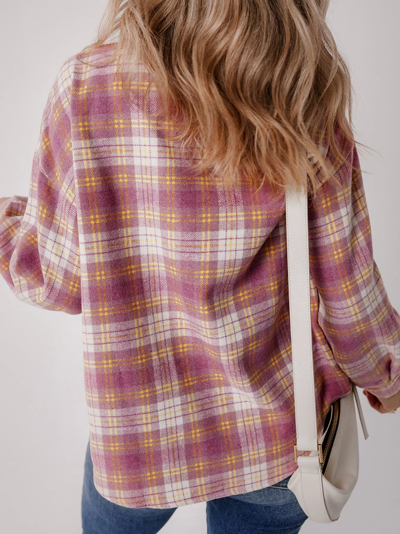 Casual Plaid Button-Down Shacket - Image 3