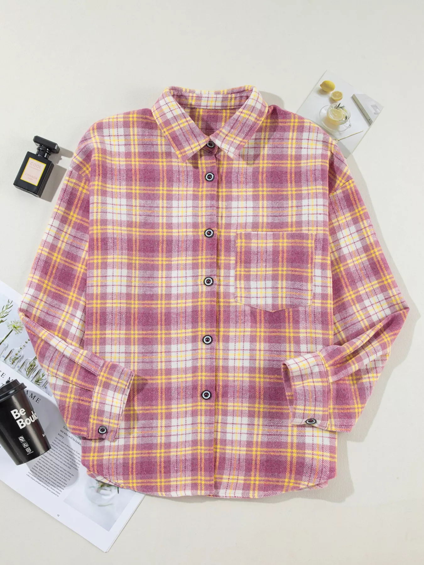 Casual Plaid Button-Down Shacket - Image 6