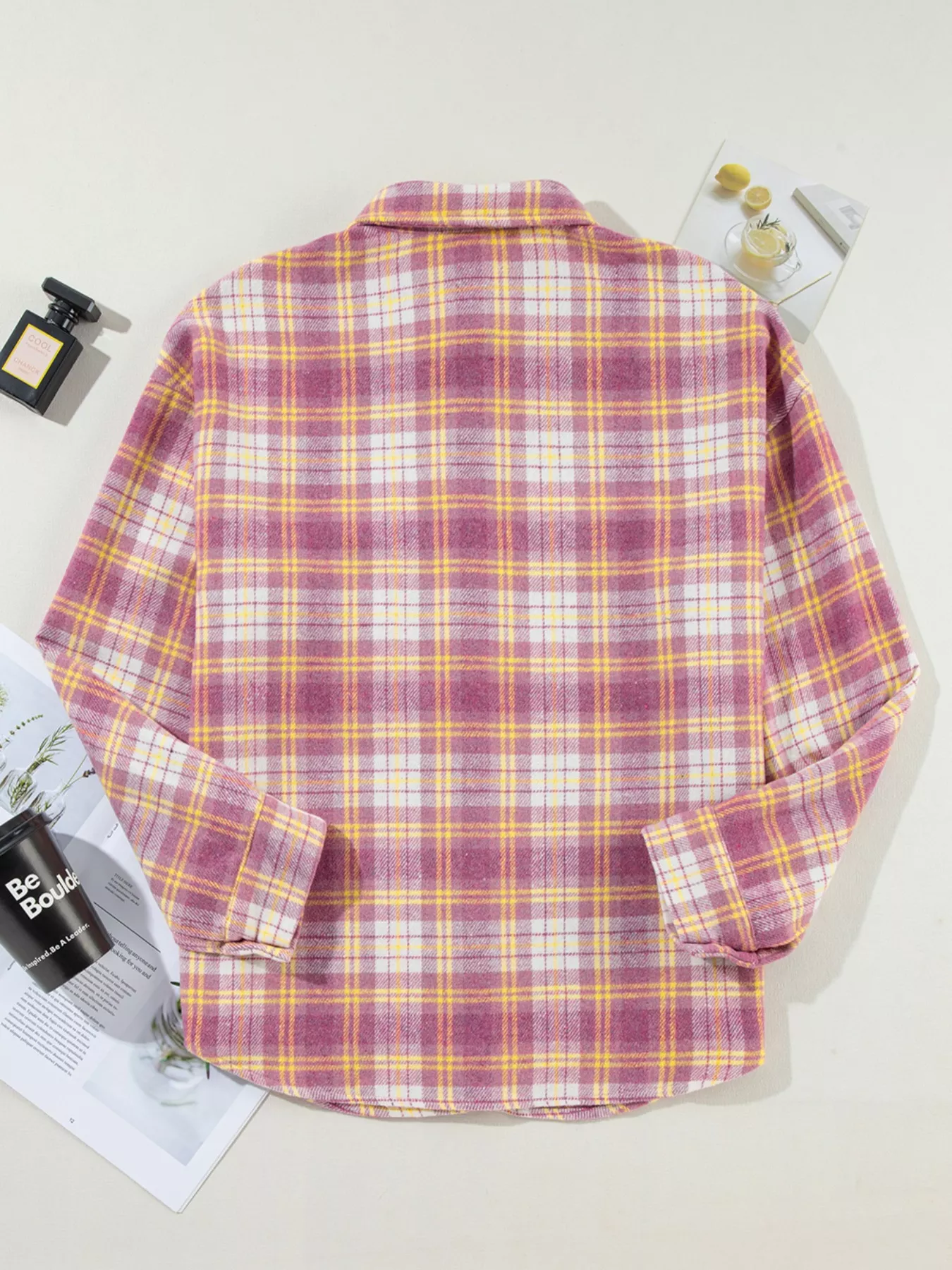 Casual Plaid Button-Down Shacket - Image 7