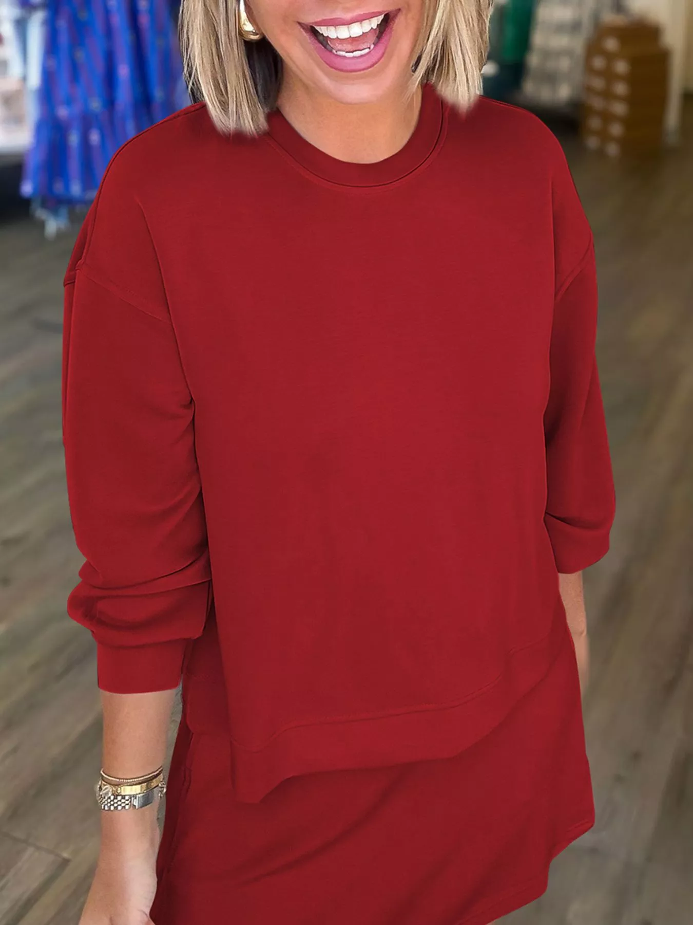 Casual Solid Color Sweatshirt and Skirt Set - Image 3