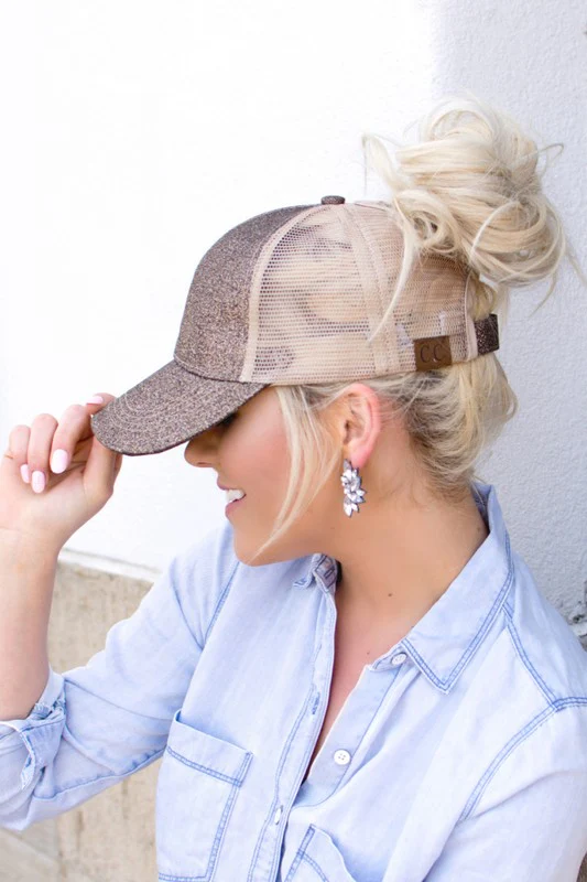 CC Glitter Messy Bun Hat Cap - Image 3