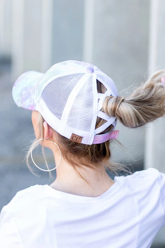 CC Tie Dye Criss-Cross Ponytail Cap Hat - Image 10