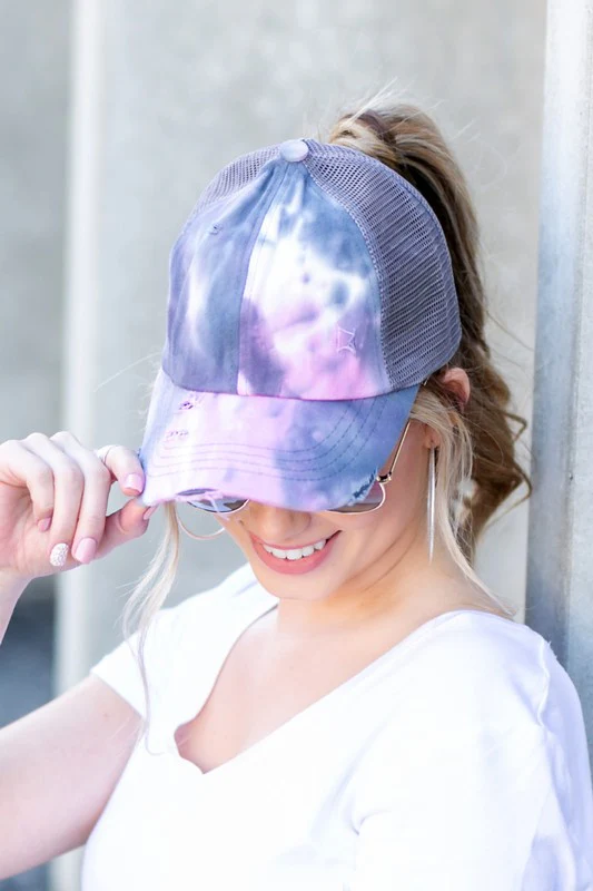 CC Tie Dye Criss-Cross Ponytail Cap Hat - Image 4