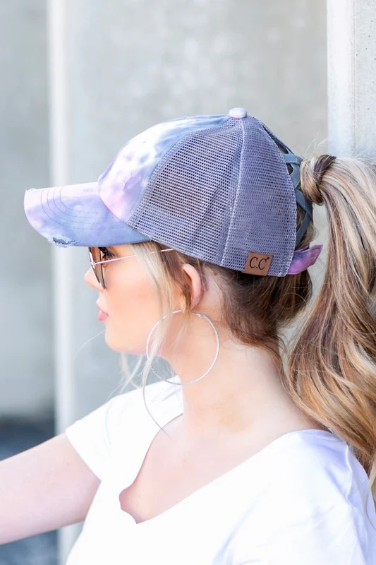 CC Tie Dye Criss-Cross Ponytail Cap Hat - Image 5