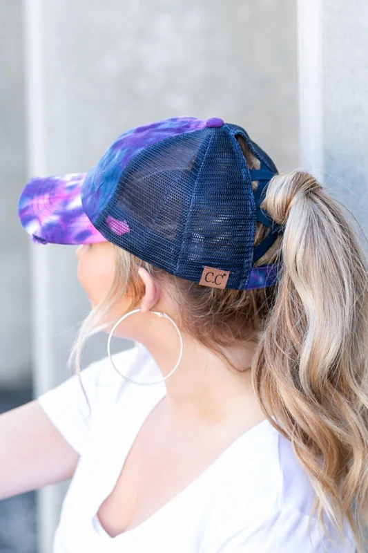 CC Tie Dye Criss-Cross Ponytail Cap Hat - Image 7
