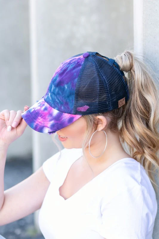 CC Tie Dye Criss-Cross Ponytail Cap Hat - Image 8