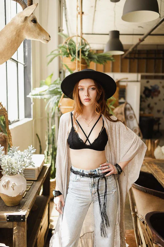 Center Cross Strap Lace Bralette - Image 2