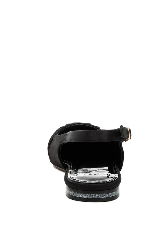 Cheeni Satin Square Toe Flat Slingbacks - Image 9