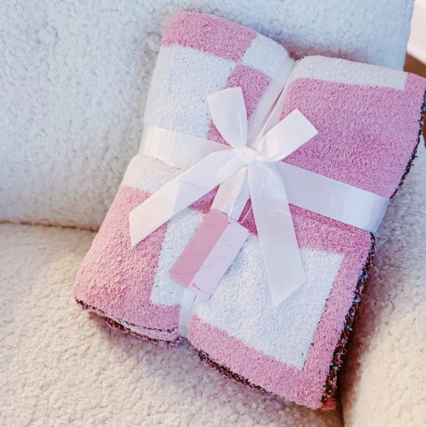 Cherry Bow Check Blanket – Soft & Sweet Throw - Image 3