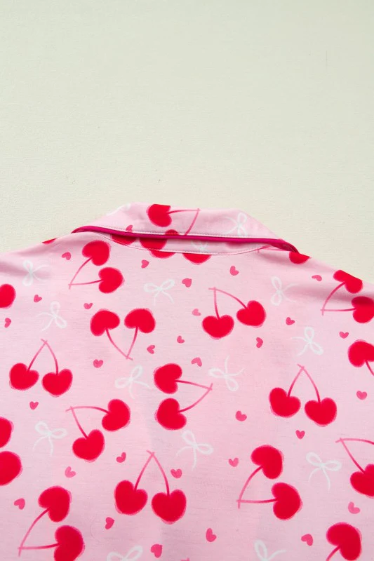 Cherry Bow Tie Top and Shorts Pajama Set - Image 17