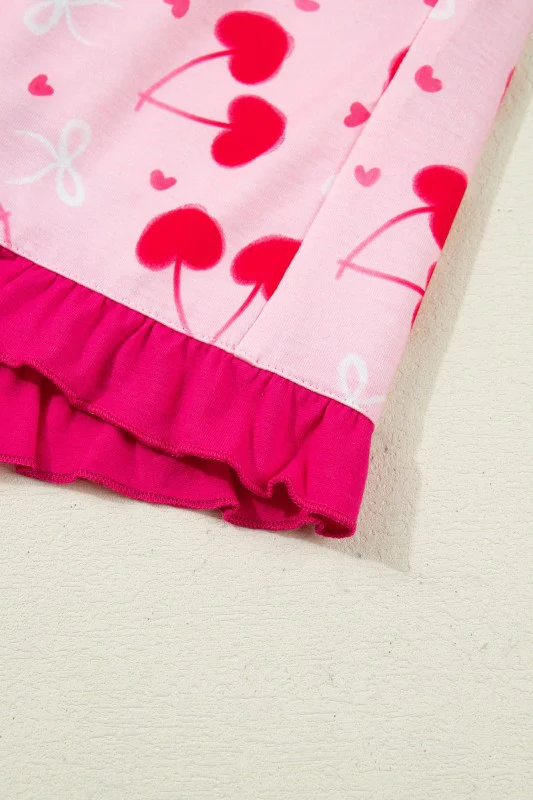 Cherry Bow Tie Top and Shorts Pajama Set - Image 19